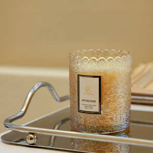 <span class=keywords><strong>Bougie</strong></span> parfumée en verre gaufré avec dentelle, best-seller transfrontalier, en cire de soja, pour l'aromathérapie, la relaxation, la décoration intérieure et comme cadeau de l'Aïd - Product Image 2