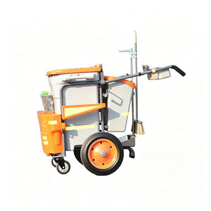 Chariot de nettoyage et d'entretien pratique pour concierges, chariot de service mobile avec seaux amovibles, support pour sacs poubelles, étagère de rangement, robuste - Product Image 2