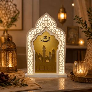 Decoración LED para Mesa de Ramadán Eid Mubarak, Arco Islámico, Luz de Mezquita, Luna Creciente, Decoración para Fiestas en Casa - Product Image 1
