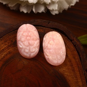 Pierres précieuses en vrac faites à la main en vrac d'opale rose naturelle de forme inégale sculptée à la main coupe ovale - Product Image 1