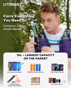 समायोज्य छाती माउंट ट्रेल रनिंग वेस्ट के साथ हाइड्रेशन सिस्टम मैराथन पानी मूत्राशय बैकपैक - Product Image 4