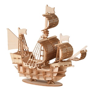 Grosir Pabrik Disesuaikan Murah 3d Perahu Kayu Model Puzzle ODM OEM Baru DIY Model Kayu Puzzle Set Anak-anak Kerajinan Mainan - Product Image 1