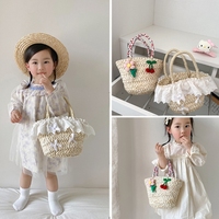 Sac pour enfants 2025 été nouvelle petite fée foulard en soie sac à main Style occidental fille dentelle sac de paille