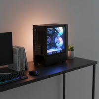 Boîtier PC noir Pcooling, tour moyenne, boîtier de bureau ATX, boîtier d'ordinateur de jeu, boîtier PC ATX avec ventilateurs