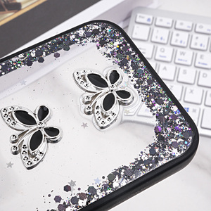 Custodia per telefono con Glitter epossidico a fiori con cornice diamantata <span class=keywords><strong>trasparente</strong></span> <span class=keywords><strong>trasparente</strong></span> <span class=keywords><strong>trasparente</strong></span> antiurto per <span class=keywords><strong>iPhone</strong></span> 17 16 15 Pro Max - Product Image 5