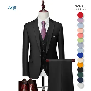 卸売ビジネスコートペントメンズカスタムフォーマルドレス3ピース紳士ウェディングスーツスリムセット男性用通気性メンズスーツ