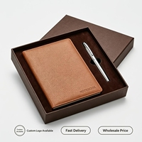 Carnets de notes en cuir PU A5 personnalisés avec logo, couverture rigide et stylo métallique, pour cadeaux d'entreprise
