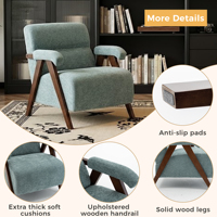 Fauteuil d'appoint ergonomique de style Mid-Century Modern, structure en bois massif, rembourrage épais capitonné, pour la maison, le bureau ou le salon