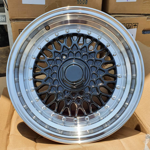 Jantes en alliage universelles 17 pouces 17x7.5 4x100 4x114.3 5x100 5x114.3, style JDM, à rayons profonds, pour voitures particulières, noires, rétro <span class=keywords><strong>RS</strong></span> - Product Image 1