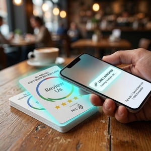 Carte de commentaires <span class=keywords><strong>NFC</strong></span> personnalisée 86x54mm N213, carte intelligente sans contact en PVC pour les commentaires des clients dans les commerces, restaurants, hôtels et sur Google - Product Image 3