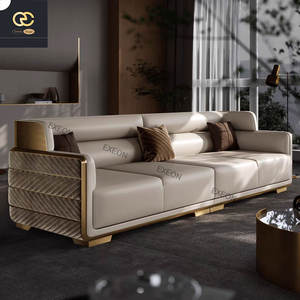 इतालवी विला लक्जरी घर चमड़े का <span class=keywords><strong>2025</strong></span> नया डिजाइन घर रहने वाले कमरे के लिए एक सोफे कवर है। - Product Image 4