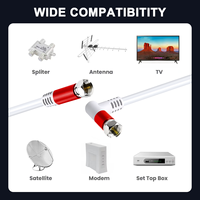 Cable Coaxial para Antena HDTV RG6 1080P, Tipo F Macho a Macho, con Conductor de Cobre Desnudo, Blindaje Trenzado y Revestimiento de PVC, 75 Ohmios