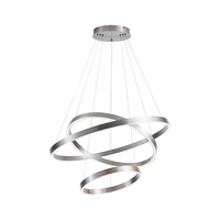 Lustre LED moderne d'intérieur, forme de cercle en aluminium doré, suspension réglable