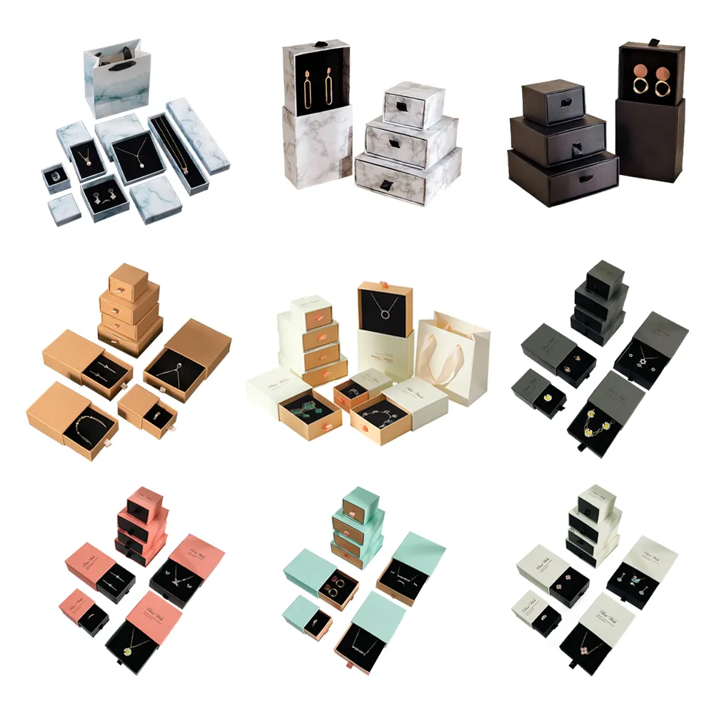 Luxus-Schachteln für individuelle Halskette Ring-Schmuck Schmuckverpackung Box-Set Paket für Schmuck Kleingewerbe mit individuellem Logo