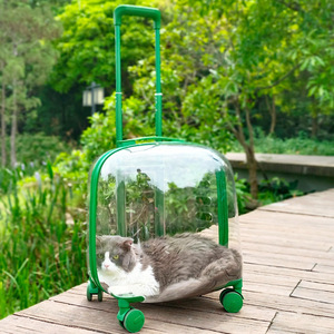 Transportadora de mascotas Baolujie, transparente, verde, portátil, tipo carrito, para viajes de gatos y perros - Product Image 4
