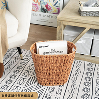 Panier de rangement en osier naturel tissé à la main pour ferme corbeille à papier en rotin avec poignées pour salles de bain