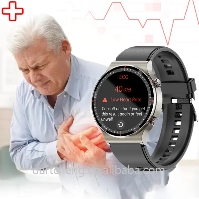 Telehealth ecg+ppg g08 smartwatch home remote chronic telecare heartbeat ecg ppg monitoring luxury medical level smart watch