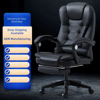 Fauteuil de bureau exécutif inclinable en PU - Design moderne et minimaliste, chaise pivotante réglable en hauteur pour l'étude et le travail de bureau