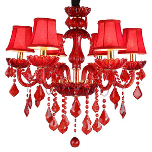L'europe Cristal Bougie ampoule lampe Rouge verre corps Tissu couverture mariage Lustres - Product Image 1