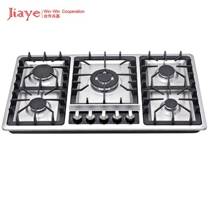 Cuisinière à gaz professionnelle en fonte avec 5 brûleurs intégrés, plaque de cuisson avec panneau en acier inoxydable - Product Image 3