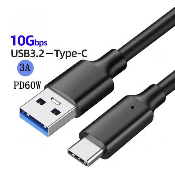 USB3.2 10Gbps Type C Cable USB a to Type-C 3.2 Gen2 Cable Data Transfer USB C SSD Hard Disk Cable 3A PD 60W QC 3.0 Fast Charging