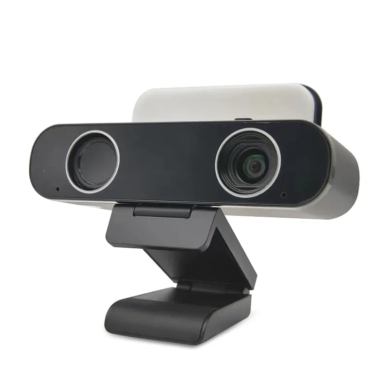 JinD Mini masaüstü kişisel Video çubuğu USB tip C Webcam 4k konferans canlı akışı kamera ile hoparlör ve çift mikrofon
