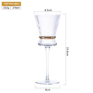 Ensemble de verres à vin en cristal côtelé de luxe moderne, design ceinture dorée, flûte à champagne, coupe à <span class=keywords><strong>martini</strong></span> pour mariage, banquet, hôtel - Product Image 5