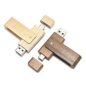 Pendrive Giratorio Tipo-C de Madera al por Mayor, Memoria USB 3.0 de 32GB de Madera de Nogal, Unidad Flash USB de 64GB de Madera de Bambú - Product Image 1