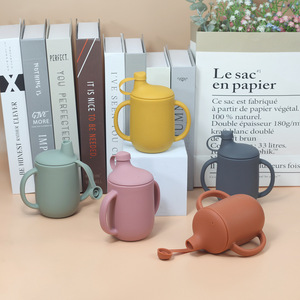 Vaso Antiderrames para Niños Libre de BPA, Vaso de Agua para Bebés de Silicona de Grado Alimenticio, Recipiente para Bebidas con Doble Asa para Niños Pequeños, Vajilla Infantil - Product Image 2