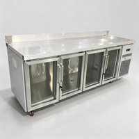 Table de travail réfrigérée commerciale en acier inoxydable pour cuisine de restaurant, avec refroidissement par air sous comptoir et contrôle numérique