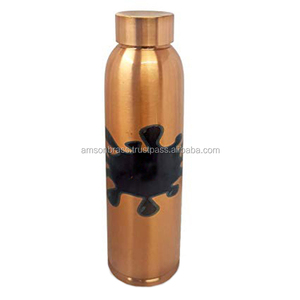 Bouteille d'eau en cuivre pur faite à la main, bouteille d'eau de yoga, récipient en cuivre ayurvédique, bouteille en cuivre anti-fuite - Product Image 2