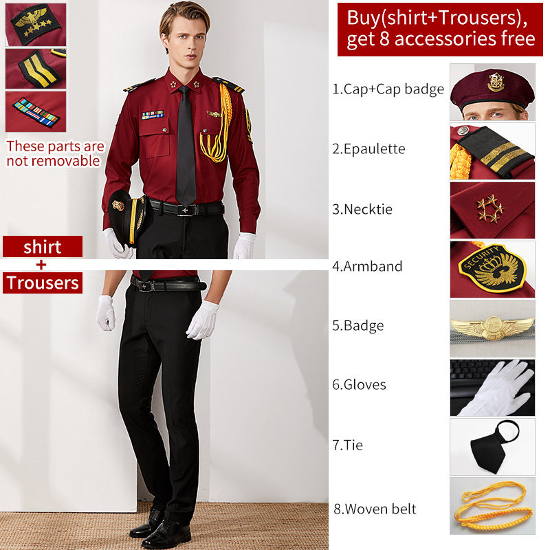 Camisa de manga larga Traje + gorro + Epaulette 2