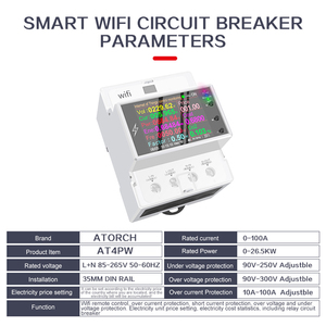 At4pw Volt Amp kWh yếu tố tần số Meter AC 110V 220V 100A Wifi điện điện Màn hình điều khiển từ xa chia sẻ quản lý - Product Image 3
