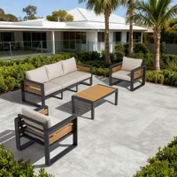 Ensemble de canapés d'extérieur modernes en aluminium Richard pour 1 à 7 personnes, idéal pour patio, balcon, cour, parc, appartement, salon ou hôtel