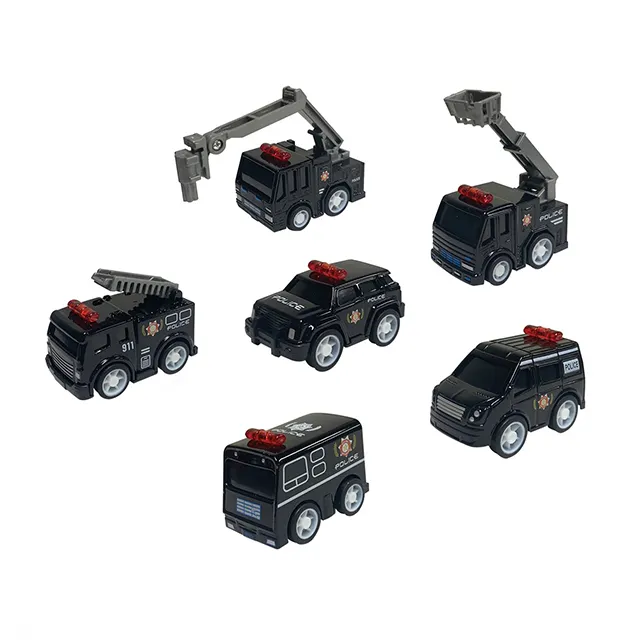 Mini alaşım polis arabası Model oyuncaklar Metal döküm dönüş kuvvet Swat kamyon çocuk polis araç merdiven kamyon kurtarma aracı oyuncaklar