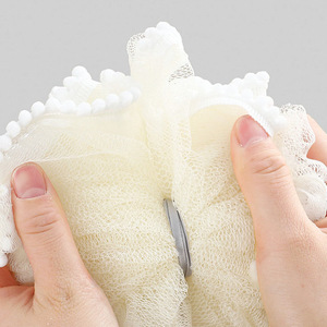 Bath Sponge Bath Foam Ball White Polyester Soft Exfoliating Tool For Women - Product Image 1
