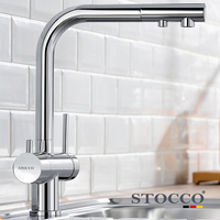 Robinet de cuisine moderne STOCCO à double poignée 3 voies en laiton avec filtre purificateur d'eau, mitigeur chaud/froid