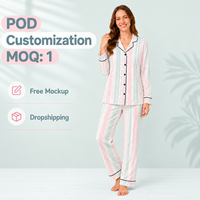 Pyjama pour femmes avec design de boutons imprimés à la demande, ensemble de pyjama deux pièces à motifs botaniques, vêtements de détente pour femmes