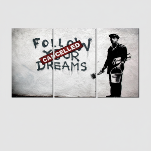 Printed <b>Canvas</b>: Banksy Graffiti Art - Cancelled Dreams <b>Wall</b> Hanging,SET OF 3 <b>CANVAS</b> - Product Image 2