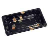 JY-1100 Kunststoff PS Einweg Gold Sushi Tablett Lebensmittel verpackung Box Mit transparentem Deckel Sushi Box