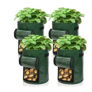 260-320gsm green pe material Planting Grow Bags with Access Flap, Potato Planter Bags for Growing Carrots Onions