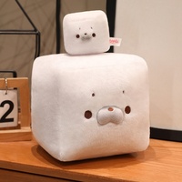En gros, Coussin en peluche mignon en forme de phoque cube, Jouet en peluche carré en forme de phoque, Coussin décoratif moelleux, Porte-clés et Décoration de chambre pour enfants