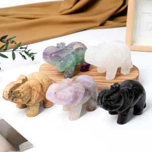 Oferta especial Cristal Natural Elefante Escultura Alta qualidade Quartzo Pedra Animal Escultura Cristal para Ornamentos de Mesa - Product Image 1