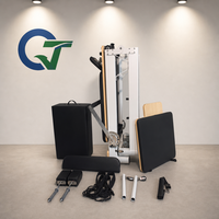 Machine de Pilates pliable en alliage d'aluminium durable QT, avec coffret en bois, garantie de 3 ans, portable pour la maison, le studio et les exercices corporels