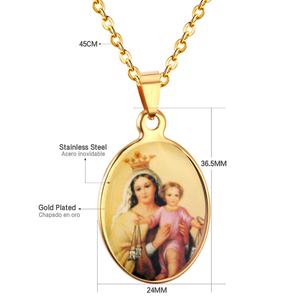 Pendentif en acier inoxydable Vierge Marie, Mère de Dieu, Madone, Reine des Graces, collier, bijoux - Product Image 3