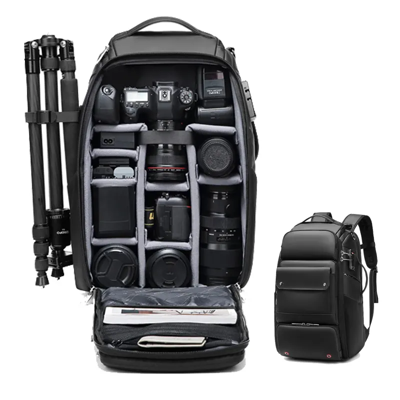 Bolsa para câmera digital Oxford multifuncional à prova d'água para viagem profissional com prateleira mochila masculina