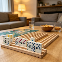 Supports à dominos en bois personnalisés, plateaux porte-dominos en bois massif non finis, présentoirs pour dominos pour le jeu du Train mexicain et les jeux de famille
