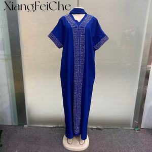 2026 New Fashionable <strong>Kaftan</strong> V-neck Hot Diamond Daily Casual African Ankara <strong>Summer</strong> Women's Boubou Elegant Dress - Product Image 6