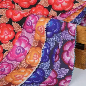 Factory custom high quality digital printing chiffon large flower 100% polyester fabrics lightweight fashion fabrics