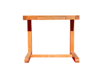 Bureau d'ordinateur moderne et simple en forme de C TACASA, table d'étude pour bureau à domicile, en chêne blanc courbé, avec tiroir d'écriture, gain de place